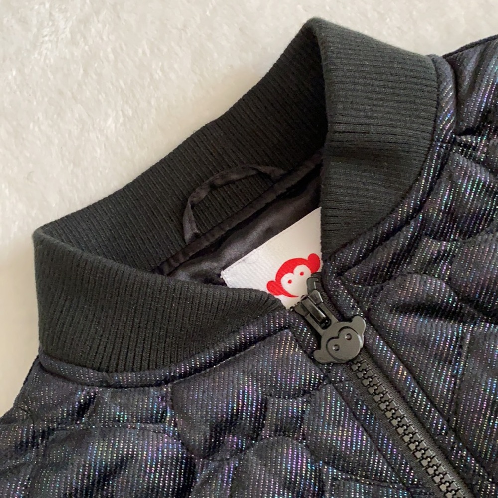 Appaman | Nikki Bomber Jacket Quilted Shiny Metallic Black Hearts A5NSJ-BHT (8) - Picture 7 of 17